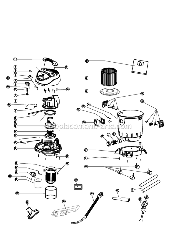 Black and Decker BDWD20-AR (Type 1) Vacuum Cleaner Power Tool Page A Diagram
